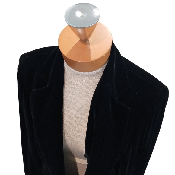 VINTAGE Emanuel Ungaro Womens Blazer 10/44 Black Velour Formal Rayon Old Money - Picture 2 of 8